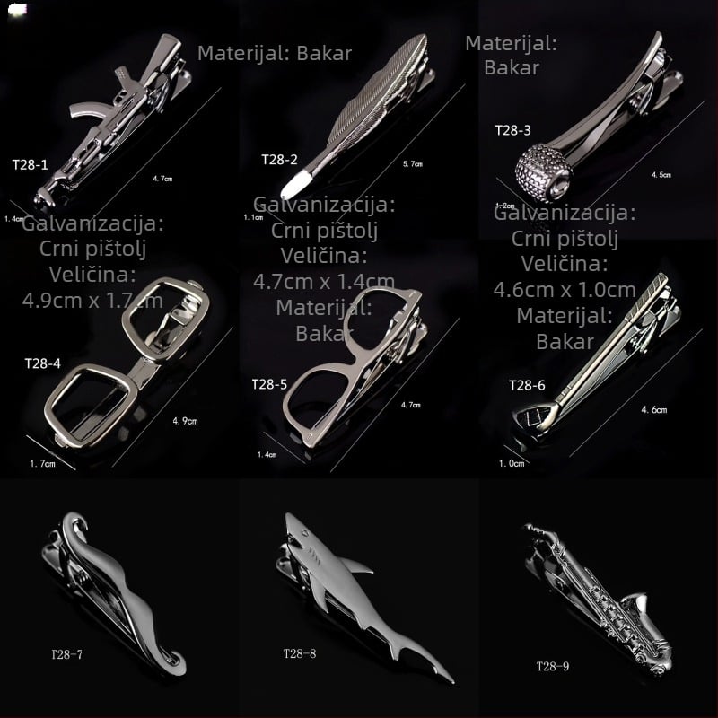 Muška pištoljska crna kopča za kravatu, poslovna jednostavna naočale, cijev u obliku sidra, igla u korejskom stilu, sigurnosna bakrena kopča za kravatu