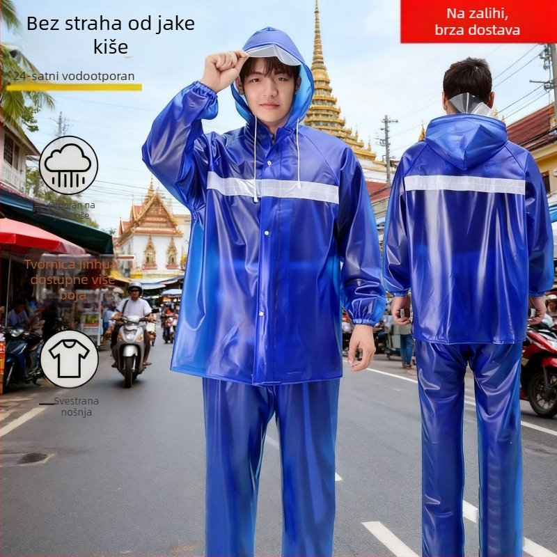Set od zadebljane kišne kabanice i hlača, kabanica za bicikl, kabanica za motocikle za dostavljače, kabanica otporna na propuštanje