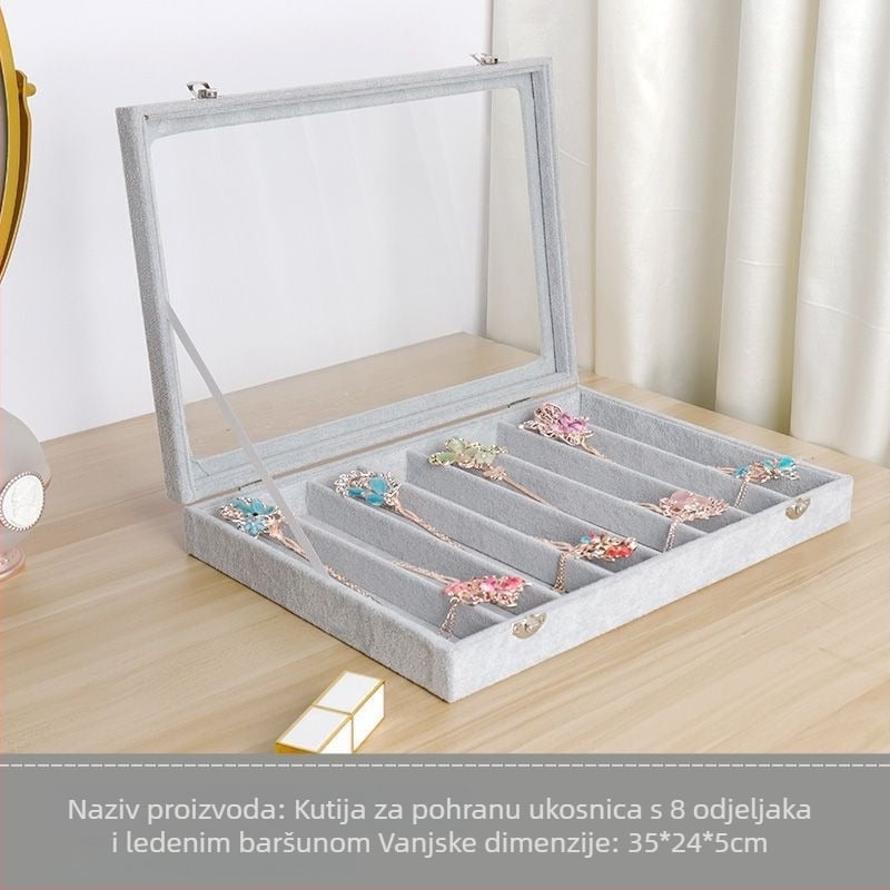 Kutija za pohranu ogrlica, biserna ogrlica s ladicama, izvrsna stolna organizacija, otporna na prašinu, duga narukvica s perlicama za nakit, kutija za nakit