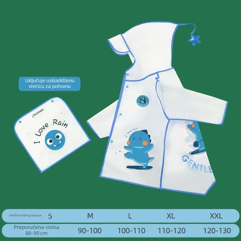 Dječji kabanica za dječake, prozirni obrub, žuti pončo s patkom, produženi, za cijelo tijelo, vodootporni, za djevojčice s dinosaurima