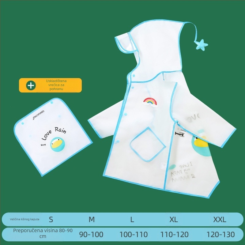 Dječji kabanica za dječake, prozirni obrub, žuti pončo s patkom, produženi, za cijelo tijelo, vodootporni, za djevojčice s dinosaurima