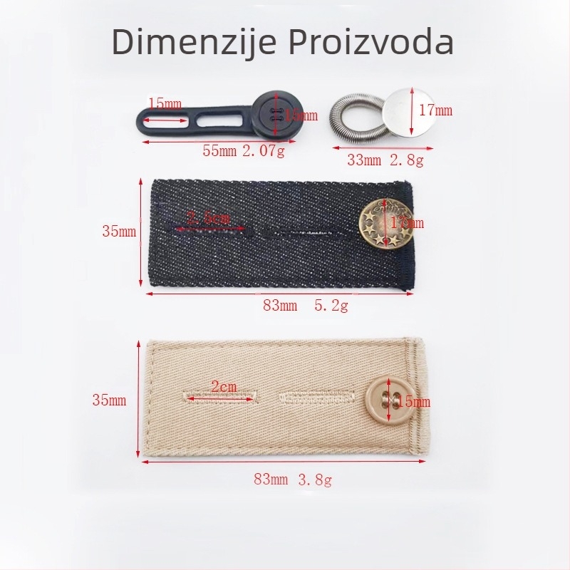 Podesivi i odvojivi okrugli gumbi za traperice za muškarce i žene, povećanje struka hlača, kopča za produžavanje bez šivanja