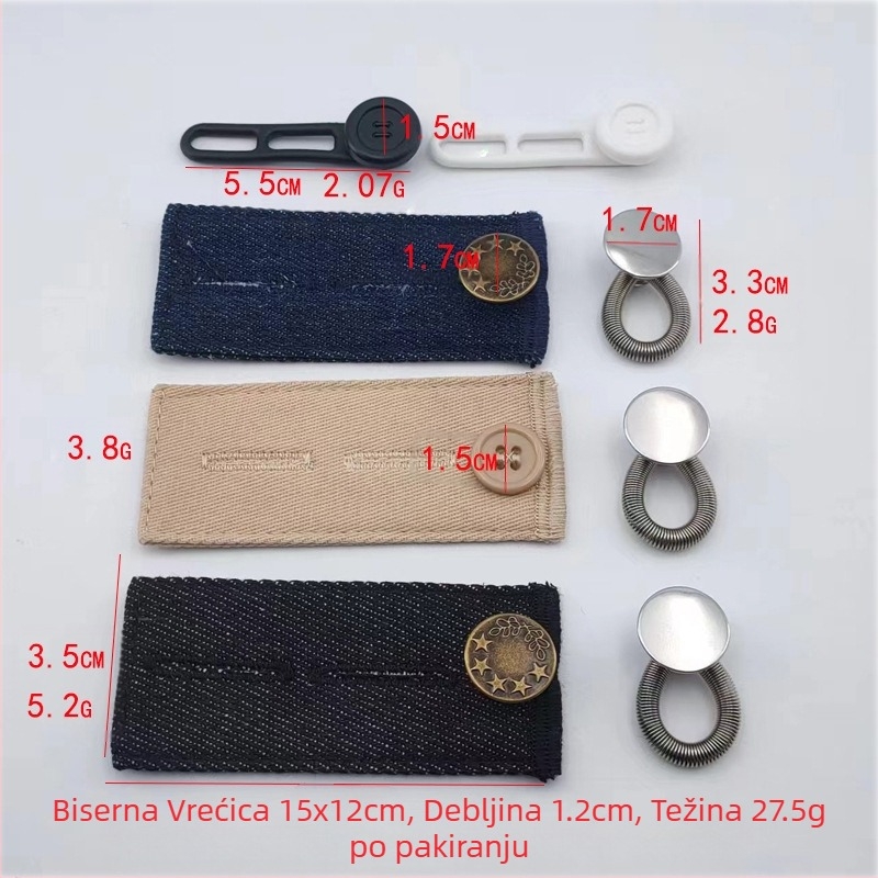 Podesivi i odvojivi okrugli gumbi za traperice za muškarce i žene, povećanje struka hlača, kopča za produžavanje bez šivanja