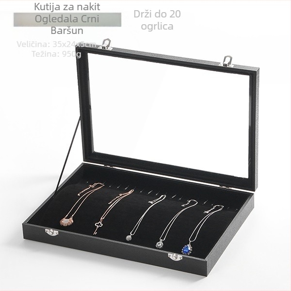 Baršunasta kutija za nakit velikog kapaciteta za prstenje i nakit, prozirna posuda za nakit, kutija za nakit, ogrlica, nakit