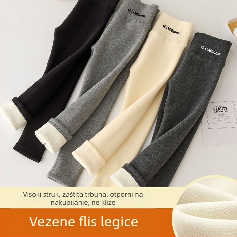 Djevojačke tajice s flis podstavom, zadebljane, jesensko-zimske, bijele, gornje nošenje, jednodijelne baršunaste, tople zimske, crne, dječje tople hlače