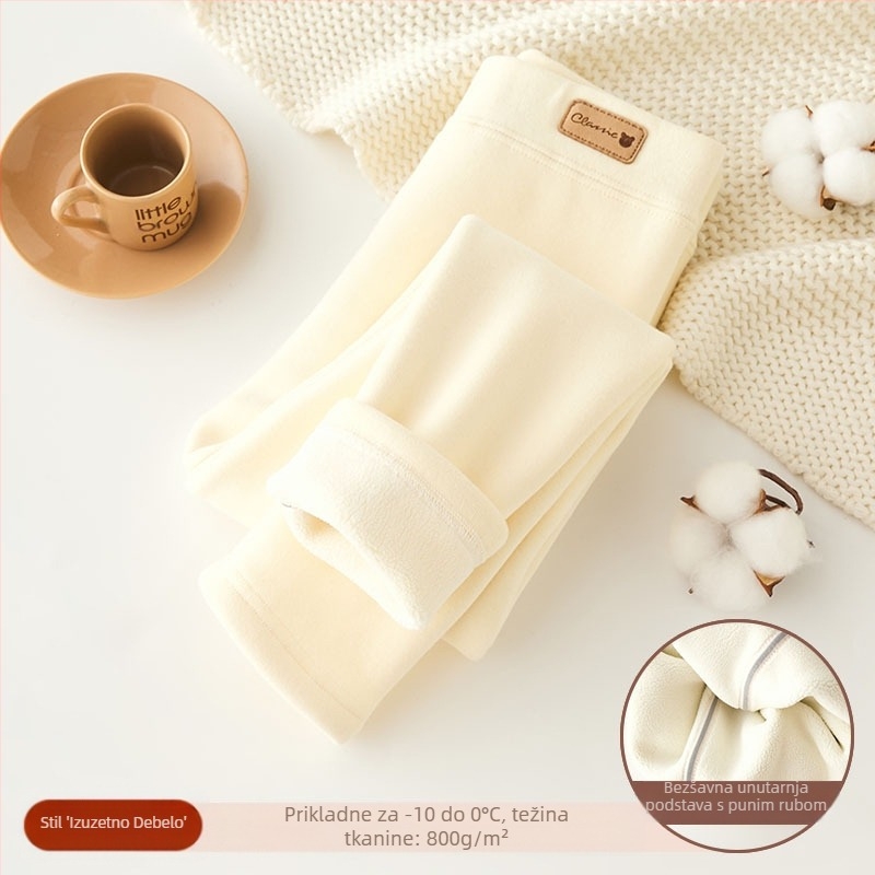 Djevojačke tajice s flis podstavom, zadebljane, jesensko-zimske, bijele, gornje nošenje, jednodijelne baršunaste, tople zimske, crne, dječje tople hlače