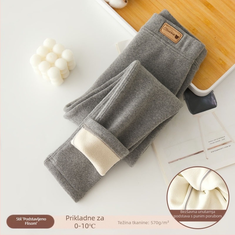 Djevojačke tajice s flis podstavom, zadebljane, jesensko-zimske, bijele, gornje nošenje, jednodijelne baršunaste, tople zimske, crne, dječje tople hlače