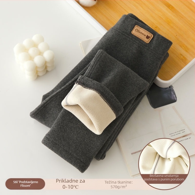 Djevojačke tajice s flis podstavom, zadebljane, jesensko-zimske, bijele, gornje nošenje, jednodijelne baršunaste, tople zimske, crne, dječje tople hlače