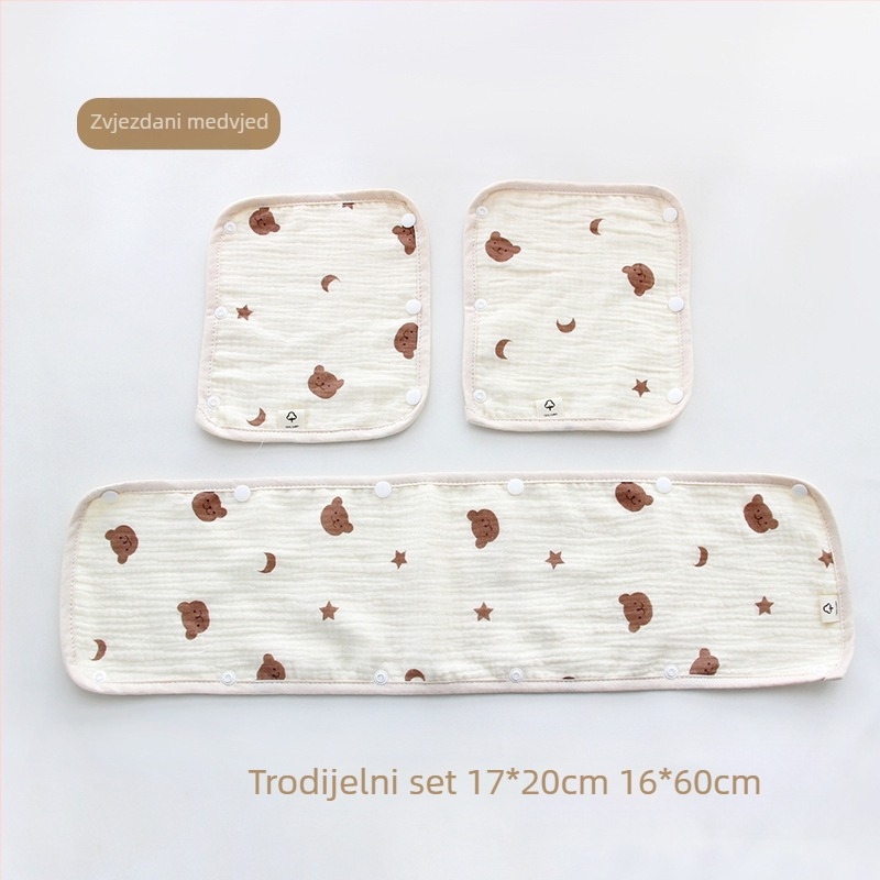 Ručnik za slinu za dječja kolica, trodijelne rukavice za kolica, pamučna gaza, remen, ručnik za slinu za kolica, jastučić za ramena protiv ugriza