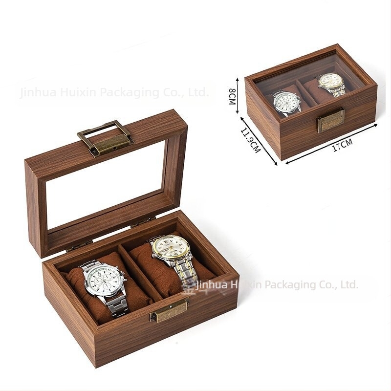 Veleprodajna drvena kutija za pohranu satova, crna drvena kolekcija satova i nakita od oraha, višenamjenska kutija