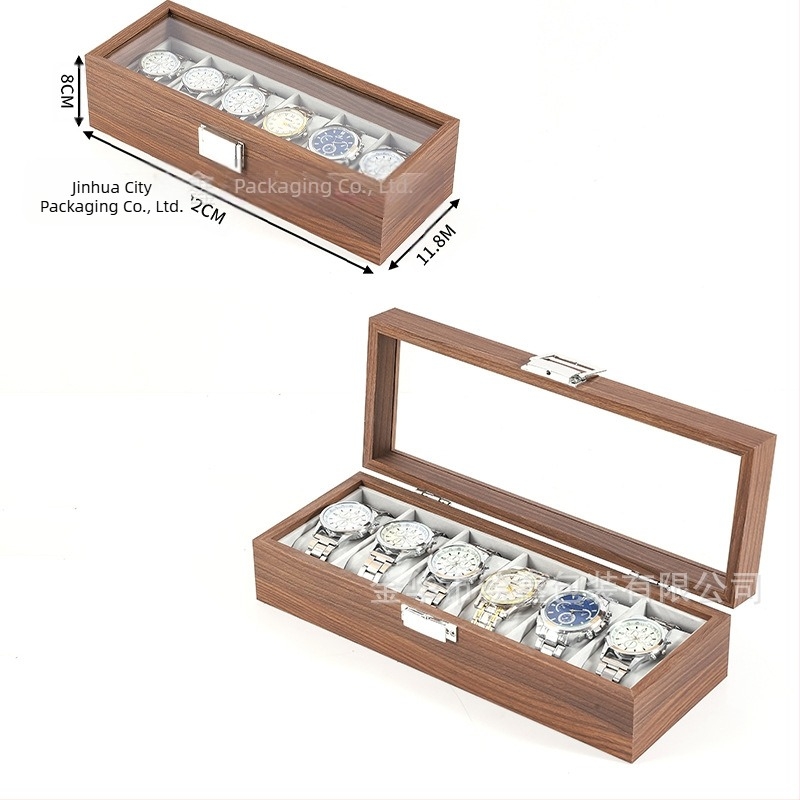Veleprodajna drvena kutija za pohranu satova, crna drvena kolekcija satova i nakita od oraha, višenamjenska kutija