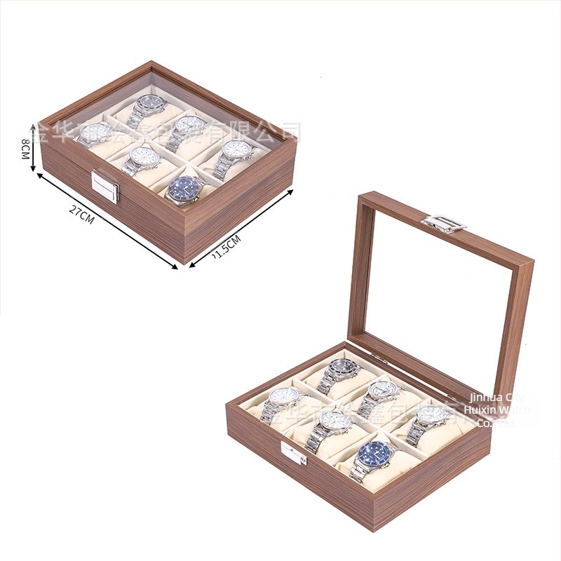 Veleprodajna drvena kutija za pohranu satova, crna drvena kolekcija satova i nakita od oraha, višenamjenska kutija