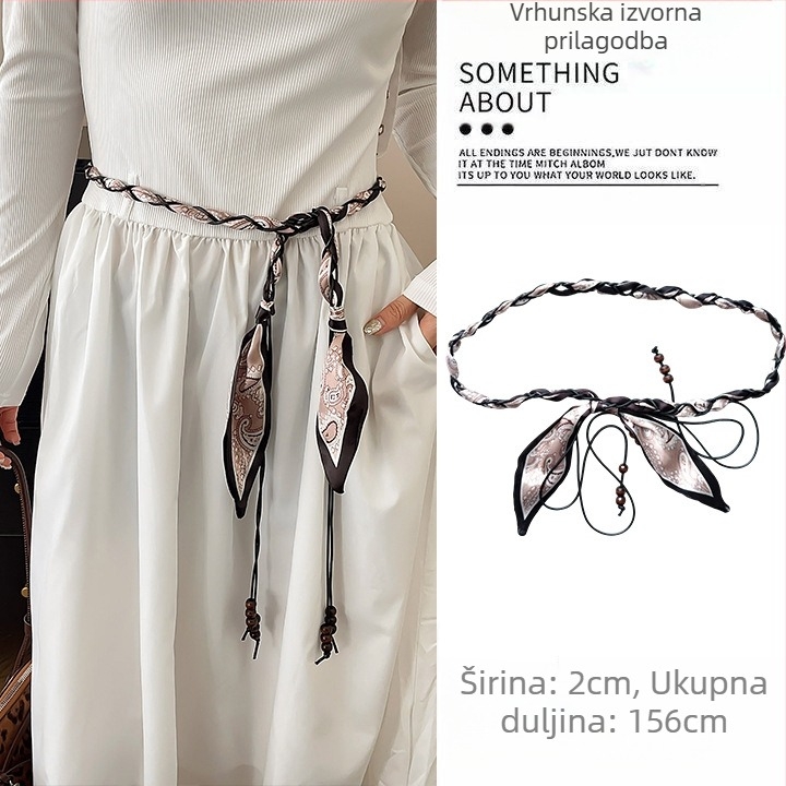 Boemski srednjovjekovni etnički stil smeđi pojas ženska suknja pleteni lanac za struk Y2K metalni pribor za struk