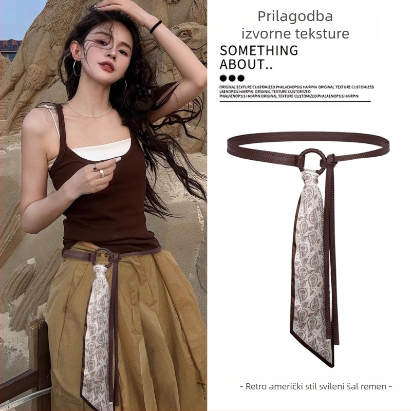 Boemski srednjovjekovni etnički stil smeđi pojas ženska suknja pleteni lanac za struk Y2K metalni pribor za struk