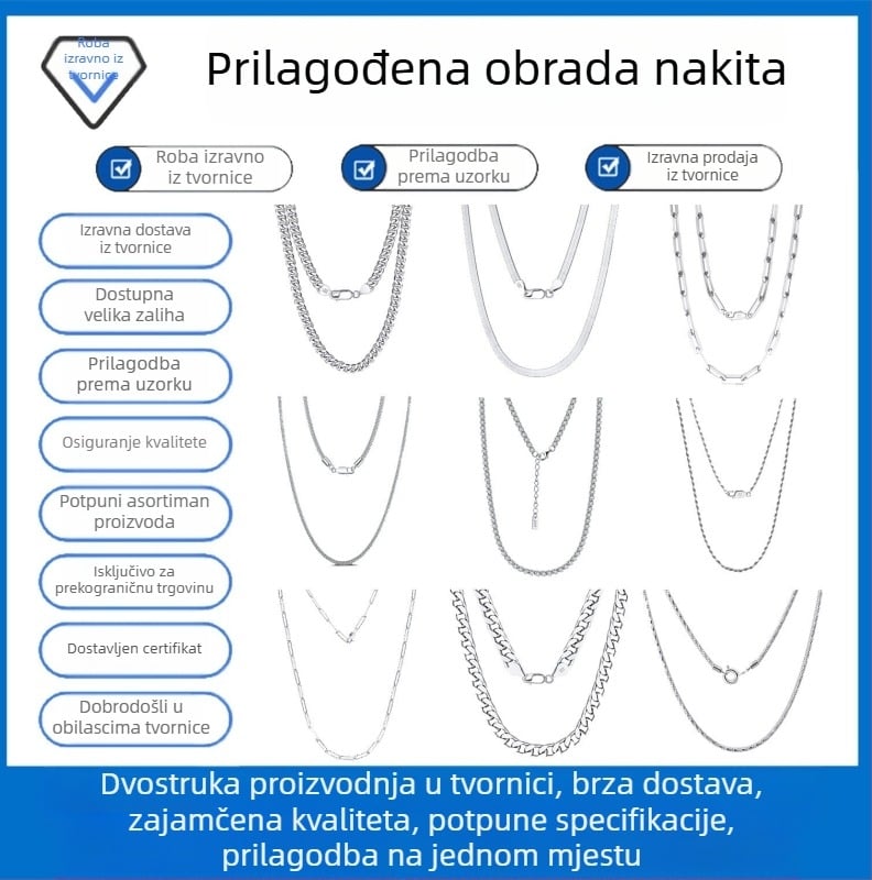 S925 srebrni box lanac, twist dizajn, DIY, bez privjeska