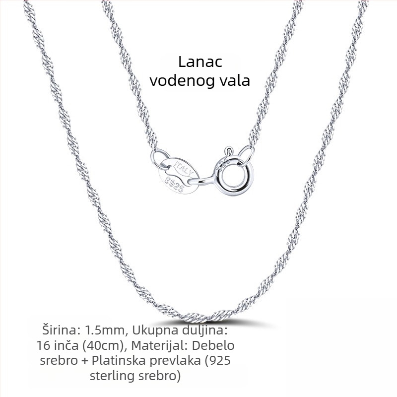 S925 srebrni box lanac, twist dizajn, DIY, bez privjeska