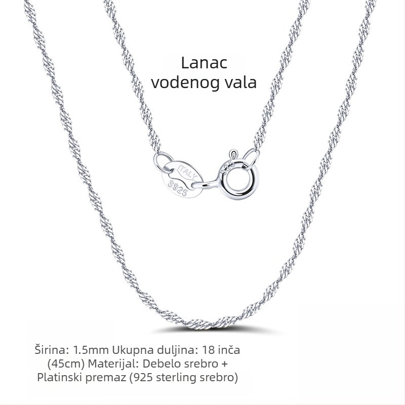 S925 srebrni box lanac, twist dizajn, DIY, bez privjeska