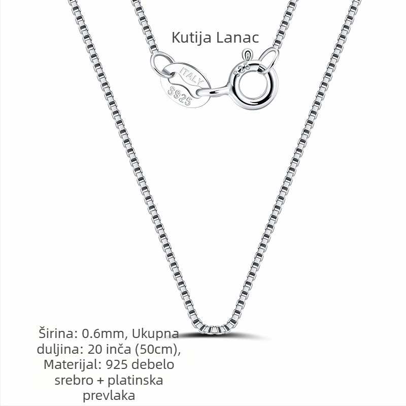S925 srebrni box lanac, twist dizajn, DIY, bez privjeska