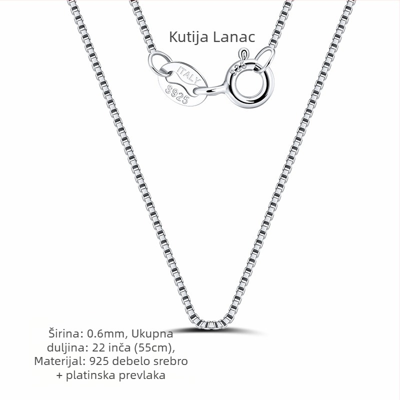 S925 srebrni box lanac, twist dizajn, DIY, bez privjeska