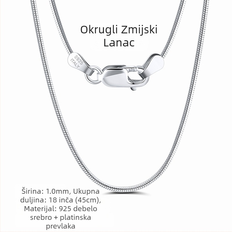 S925 srebrni box lanac, twist dizajn, DIY, bez privjeska