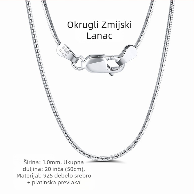 S925 srebrni box lanac, twist dizajn, DIY, bez privjeska