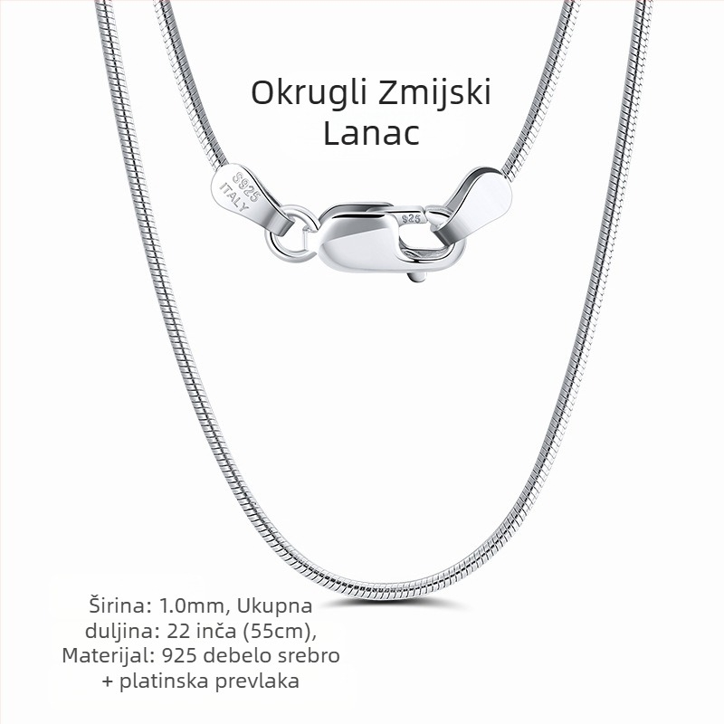S925 srebrni box lanac, twist dizajn, DIY, bez privjeska