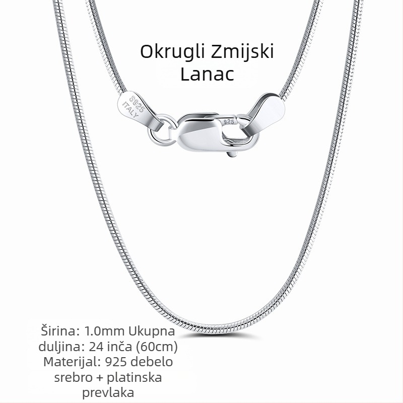S925 srebrni box lanac, twist dizajn, DIY, bez privjeska