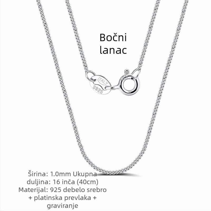 S925 srebrni box lanac, twist dizajn, DIY, bez privjeska