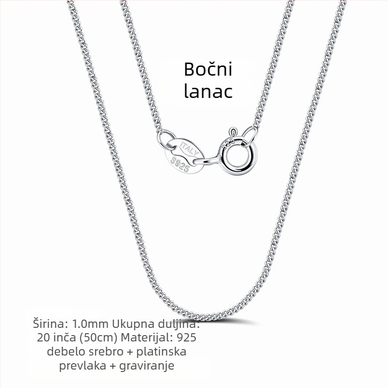 S925 srebrni box lanac, twist dizajn, DIY, bez privjeska