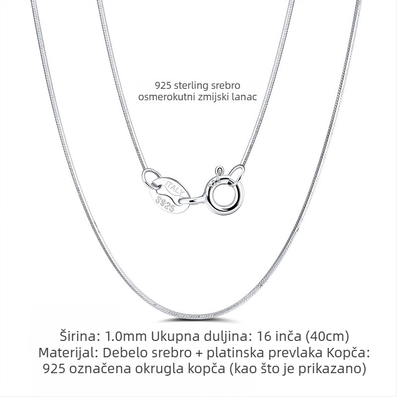 S925 srebrni box lanac, twist dizajn, DIY, bez privjeska
