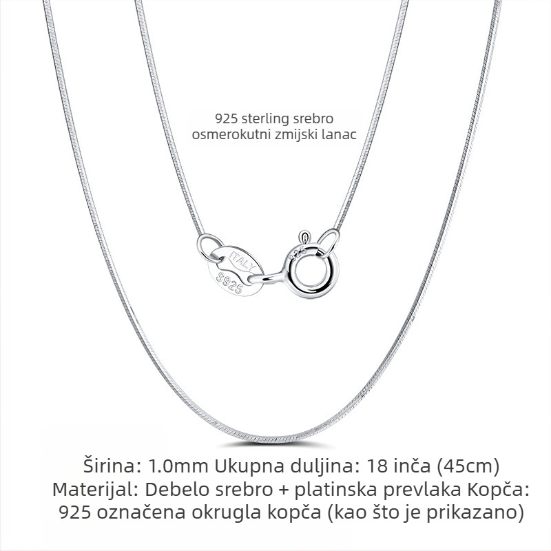 S925 srebrni box lanac, twist dizajn, DIY, bez privjeska