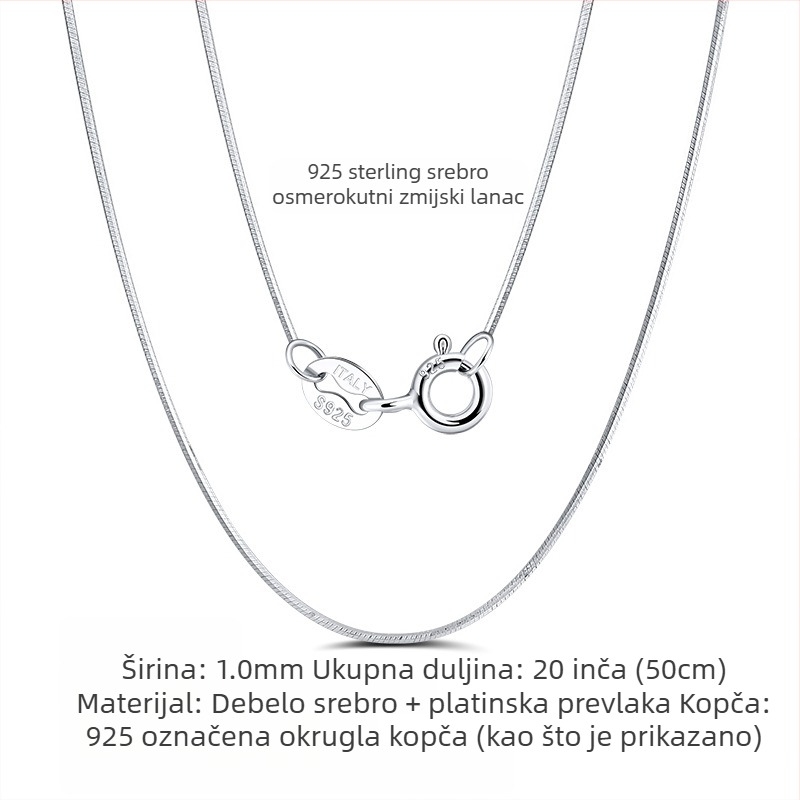 S925 srebrni box lanac, twist dizajn, DIY, bez privjeska