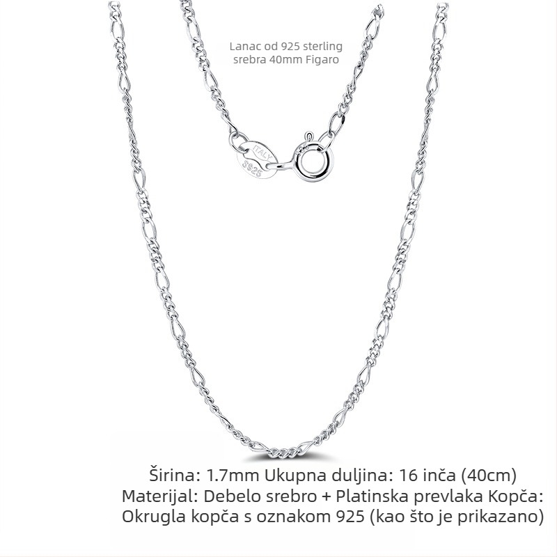 S925 srebrni box lanac, twist dizajn, DIY, bez privjeska
