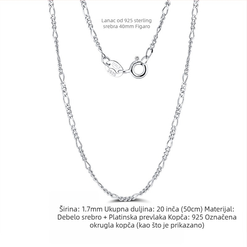 S925 srebrni box lanac, twist dizajn, DIY, bez privjeska