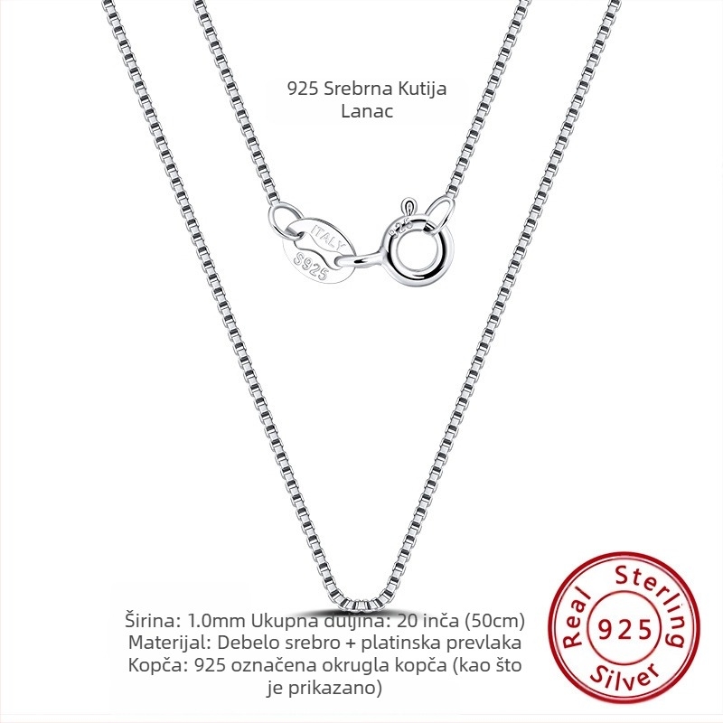 S925 srebrni box lanac, twist dizajn, DIY, bez privjeska