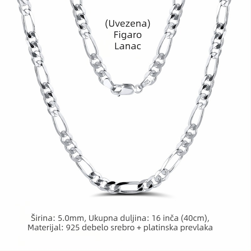 S925 srebrni box lanac, twist dizajn, DIY, bez privjeska