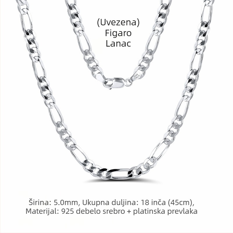 S925 srebrni box lanac, twist dizajn, DIY, bez privjeska