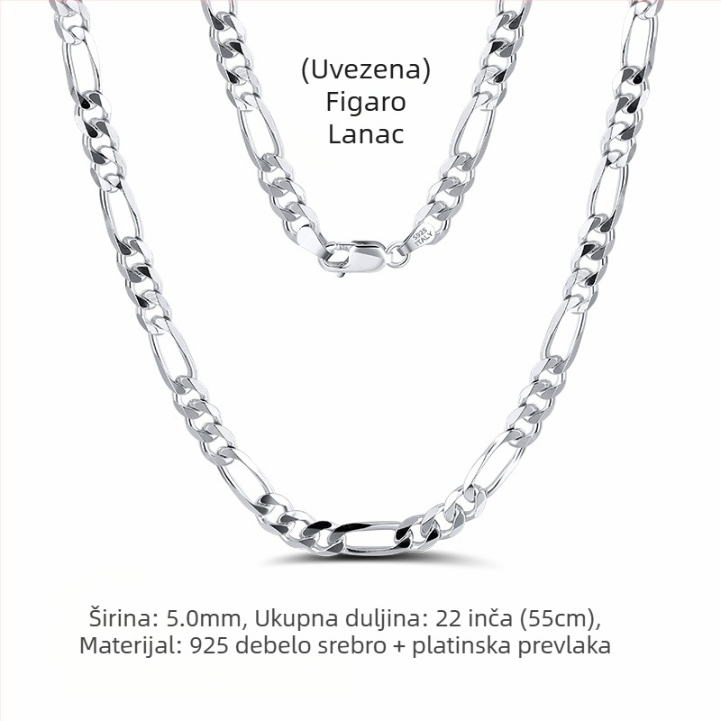 S925 srebrni box lanac, twist dizajn, DIY, bez privjeska