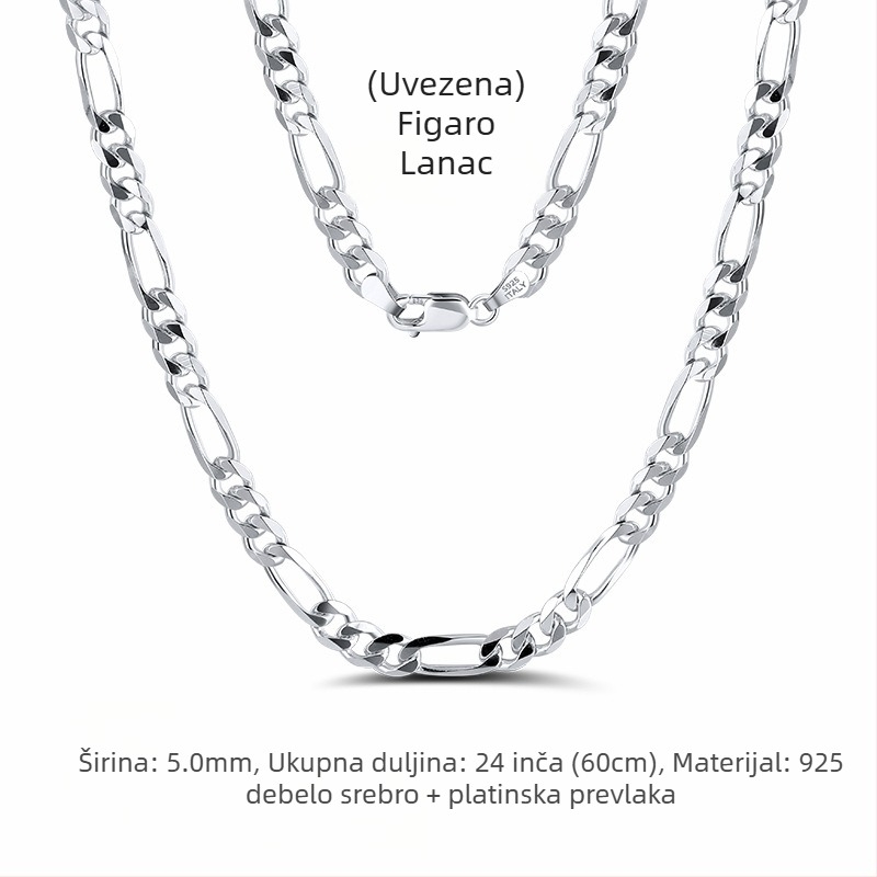 S925 srebrni box lanac, twist dizajn, DIY, bez privjeska