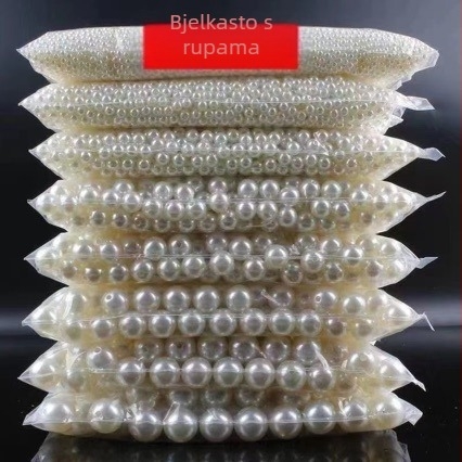 Ručno izrađeni materijal 4-20 mm okrugle perle s dvostrukom rupom, čista bijela riža, bijeli perle, dodaci za nakit, imitacija bisera, labave perle