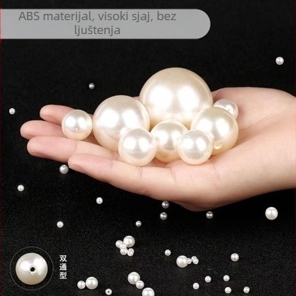 Ručno izrađeni materijal 4-20 mm okrugle perle s dvostrukom rupom, čista bijela riža, bijeli perle, dodaci za nakit, imitacija bisera, labave perle