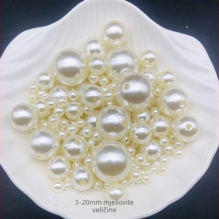 Ručno izrađeni materijal 4-20 mm okrugle perle s dvostrukom rupom, čista bijela riža, bijeli perle, dodaci za nakit, imitacija bisera, labave perle