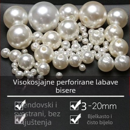Ručno izrađeni materijal 4-20 mm okrugle perle s dvostrukom rupom, čista bijela riža, bijeli perle, dodaci za nakit, imitacija bisera, labave perle