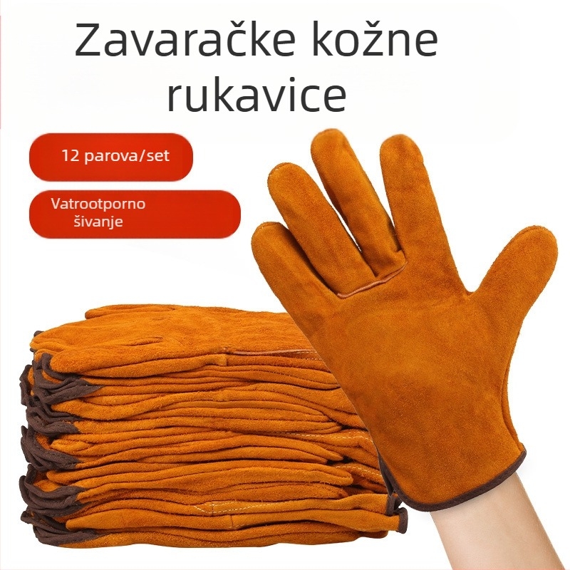 Zavarivač Specijalne Dvoslojne zavarivačke rukavice za zavarivanje s argonskim elektrolučnim zavarivanjem, zaštitne rukavice za zaštitu na radu, izdržljive dvoslojne rukavice od kravlje kože