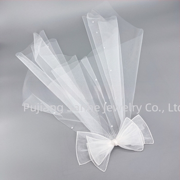 Vjenčani francuski retro mali veo prekogranični vrući prodajni super vilinski vjenčani foto-registracija s velikom mašnom i bisernim pokrivalom za glavu