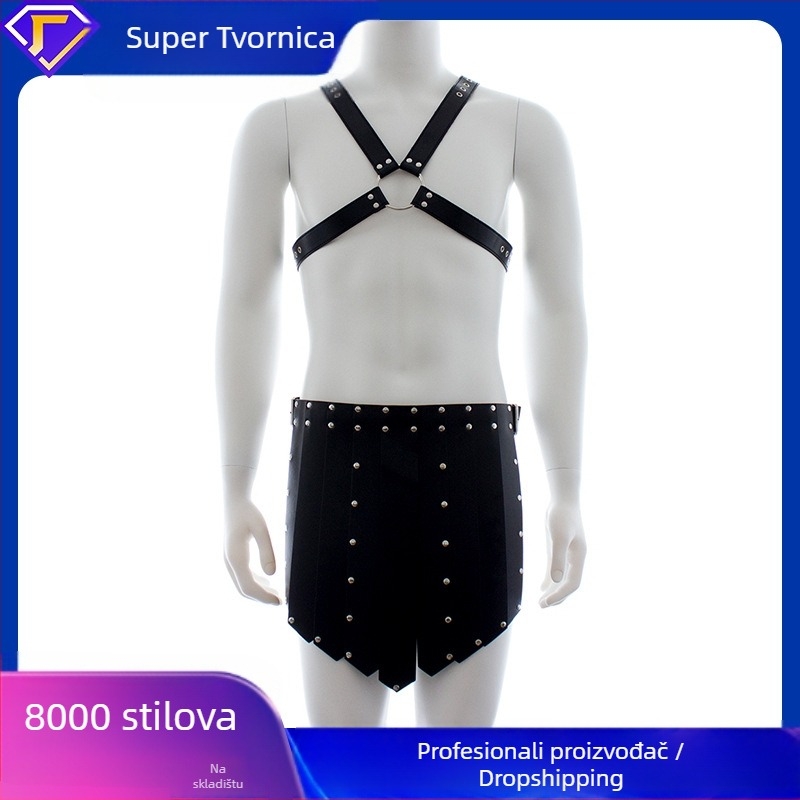 Amazon Hot Sexy Leather Adult Products Spot Veleprodaja sm Bound Fierce Muška prsna traka Ratnik Bikova Suknja
