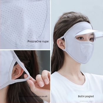 Maska za sunčanje za žene, anti-UV ledeno svilena prozračna ljetna tanka kapa, višenamjenska maska za lice za vožnju i jahanje