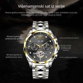 X-Gear Neptune Star Perpetual Calendar Tourbillon sat Potpuno automatski mehanički skelet muški sat Mehanički Tourbillon