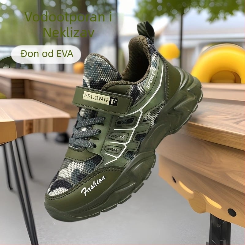 Dječje maskirne cipele 2025. proljeće i ljeto, nove prozračne mrežaste srednje i velike dječje sportske cipele s mekim potplatom, neklizajuće, proizvođač veleprodaje