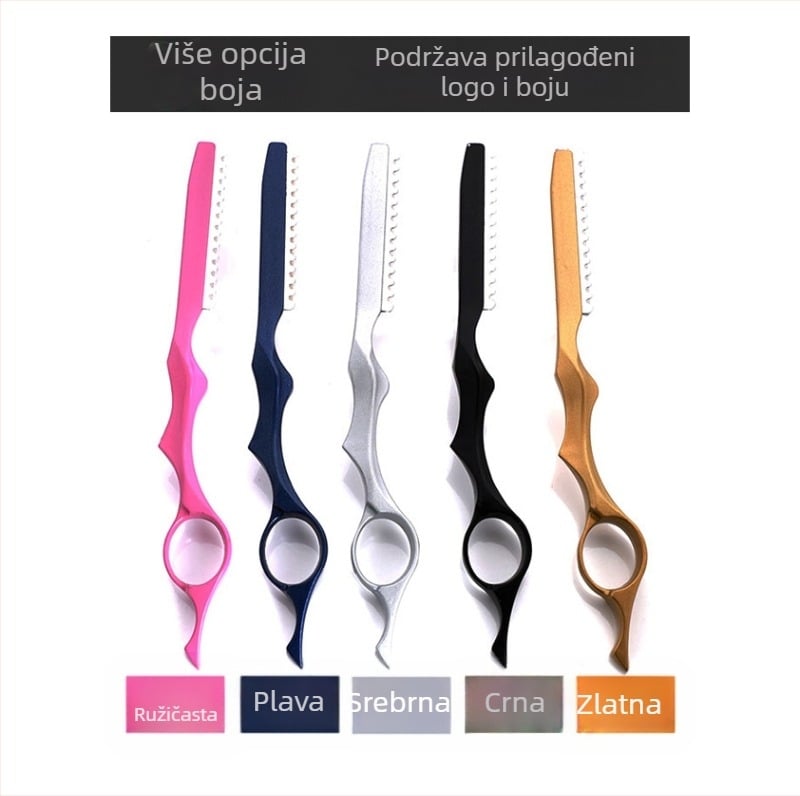 Profesionalni nož za šišanje od čelika, držač za frizerski nož za prorjeđivanje kose, ručni strugač, nož za prorjeđivanje kose u 5 boja